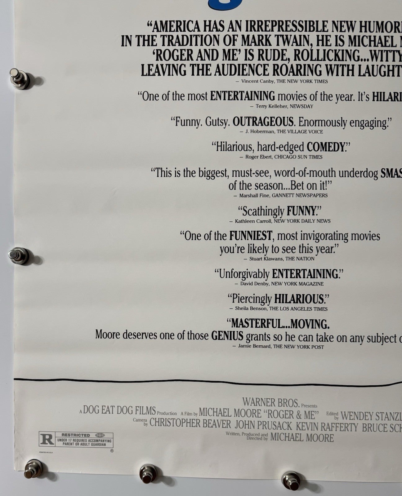 Roger And Me - Original Movie Poster - 1989 - Rolled SS