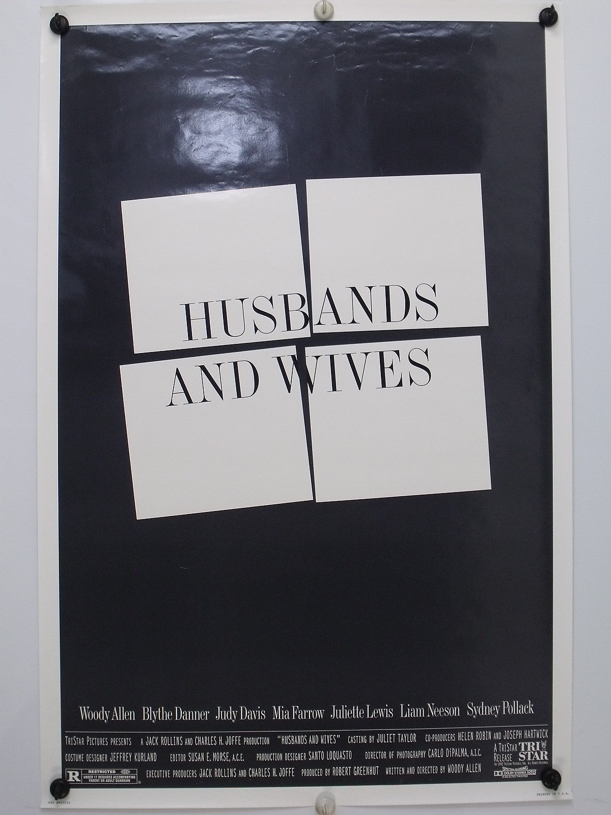 HUSBANDS and WIVES - Mia Farrow -  Original NSS Movie Poster - 1992 Rolled SS C8