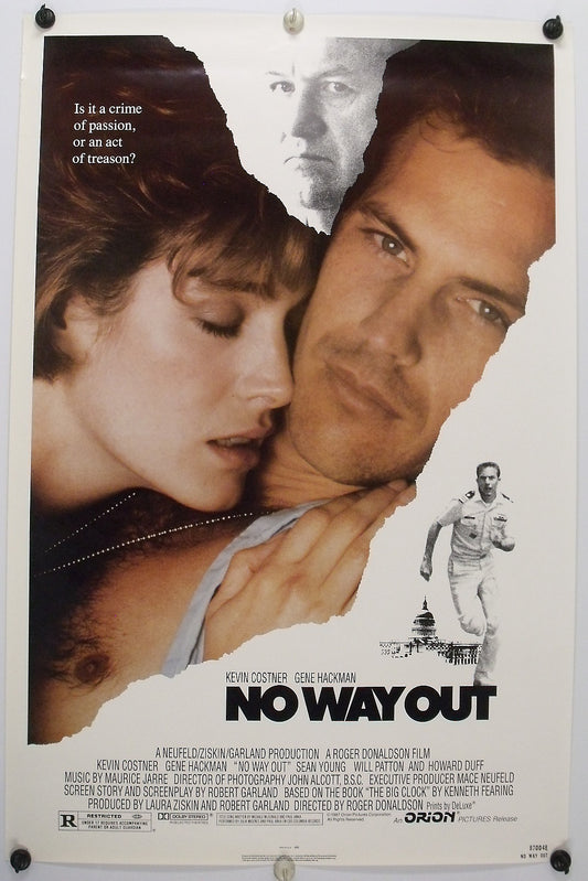NO WAY OUT -  Kevin Costner - 1987 Original NSS Movie Poster Rolled SS C8/C9