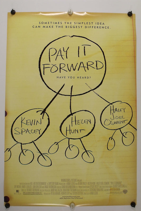 PAY IT FORWARD (Sketch) Kevin Spacey - Original 1 Sheet - 2000 Rolled DS C9/C10