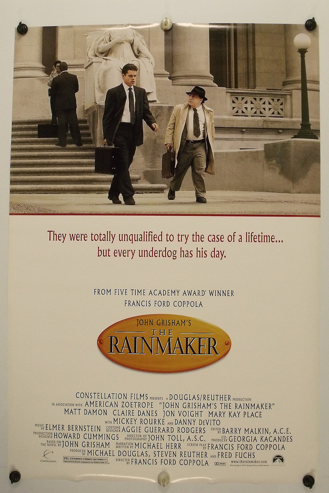 The RAINMAKER - Matt Damon - Original Movie Poster - 1997  Rolled DS C9/C10