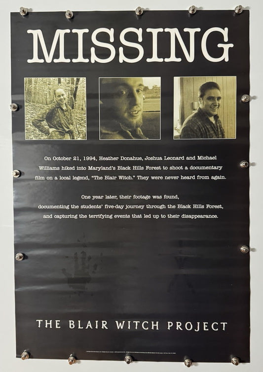 The Blair Witch Project - Missing - Original Movie Poster - 1999 - Rolled SS