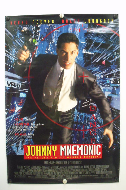 JOHNNY MNEMONIC - Keanu Reeves - Original Movie Poster - 1995 Rolled SS C9