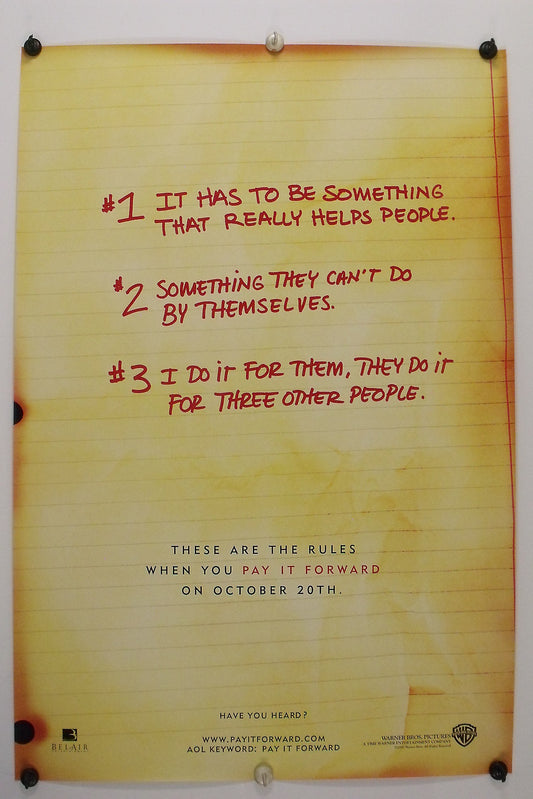 PAY IT FORWARD (3 Things) Haley Joel Osment- Original 1 Sh 2000 Rolled DS C9/C10
