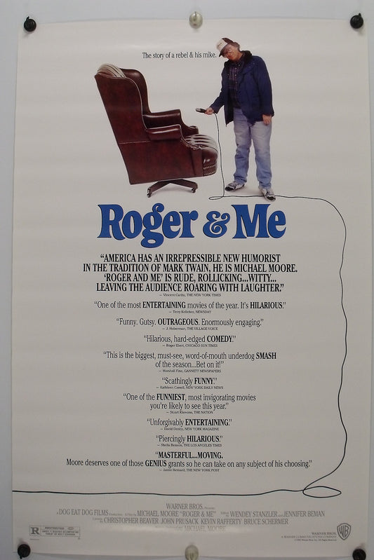 ROGER & ME - Michael Moore - Original Movie Poster - 1989 Rolled DS C9
