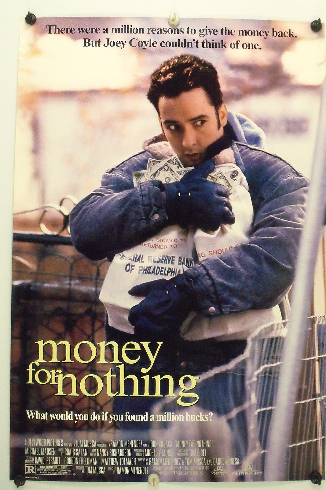 MONEY FOR NOTHING - John Cusack - Original Movie Poster - 1993 Rolled DS C8