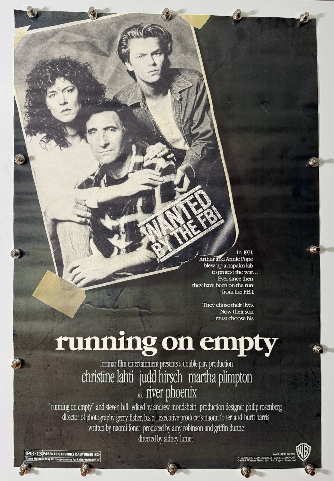 Running On Empty - Original Movie Poster - 1988 - Rolled SS