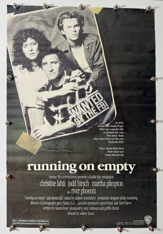Running On Empty - Original Movie Poster - 1988 - Rolled SS