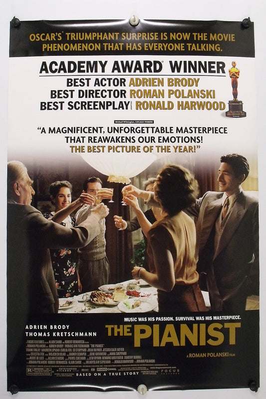 The PIANIST - Adrien Brody - Original Movie Poster - 2002 Rolled DS C9