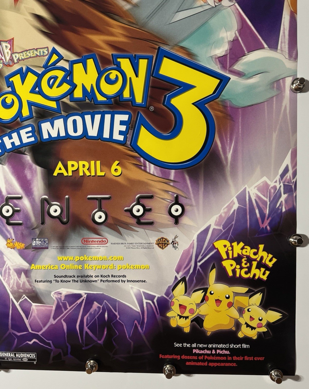 Pokémon 3: The Movie - Original Movie Poster - 2000 - Rolled DS